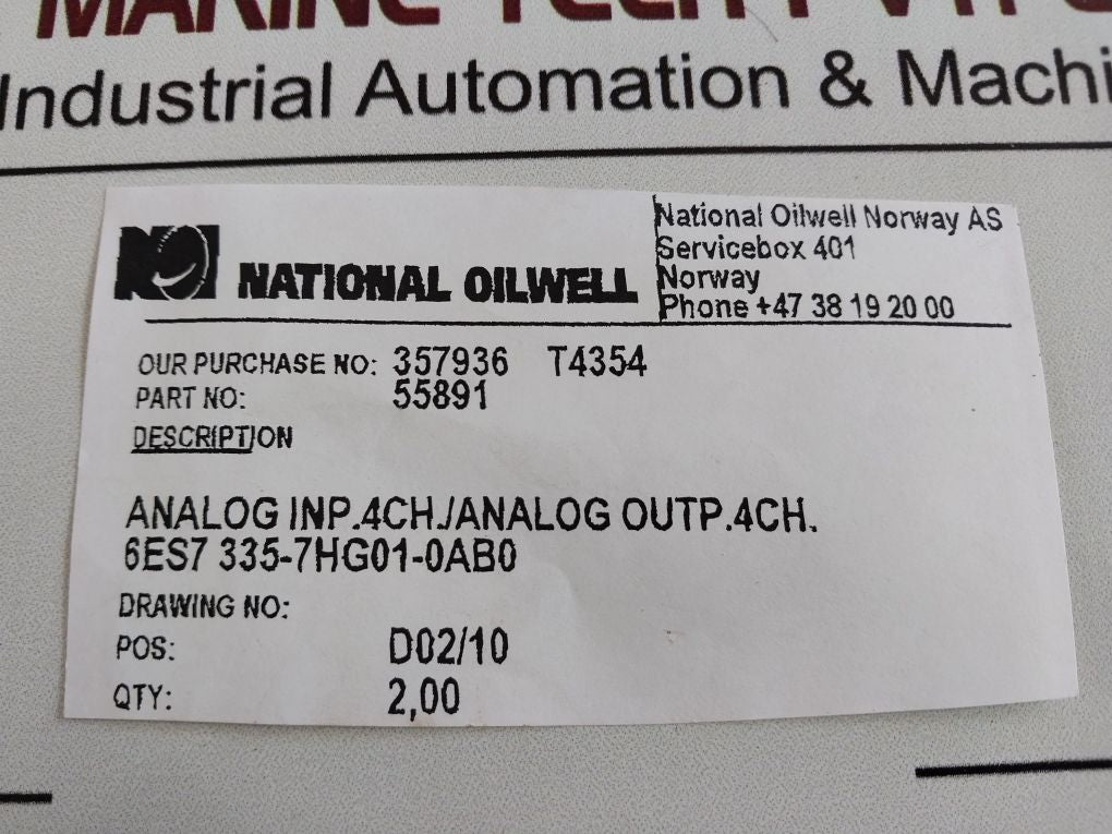 Siemens 6Es7 335-7Hg01-0Ab0 Analog I/O Module