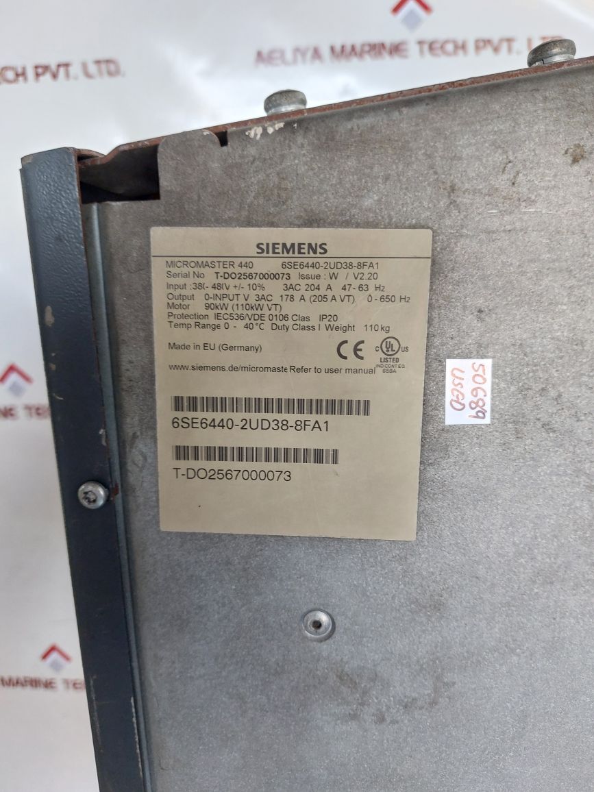 Siemens 6Se6440-2Ud38-8Fa1 Micromaster 440 Drive