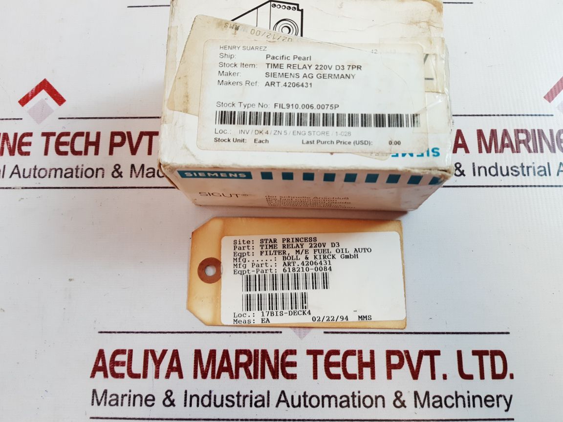 Siemens 7Pr4140-6Pm00 Time Delay Relay 220V 0.15S-60H