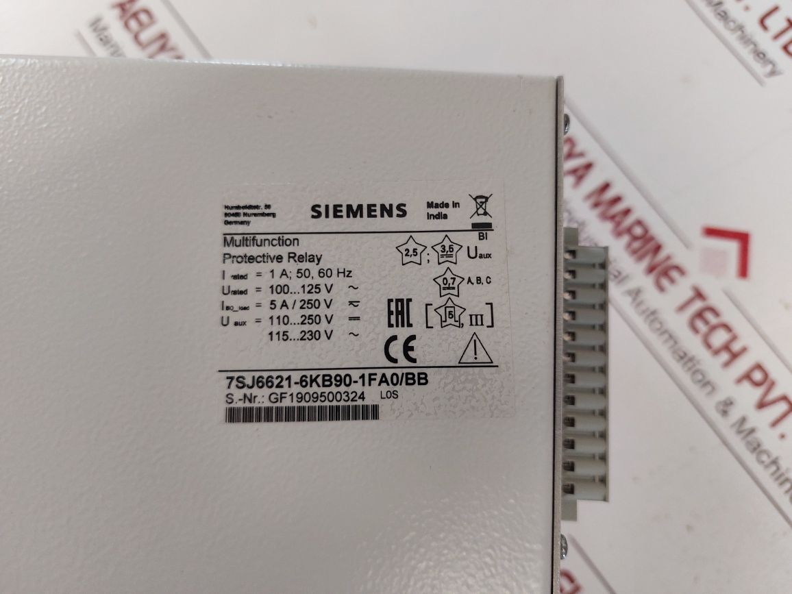Siemens 7Sj6621-6K90-1Fa0Bb Multifunction Protective Relay