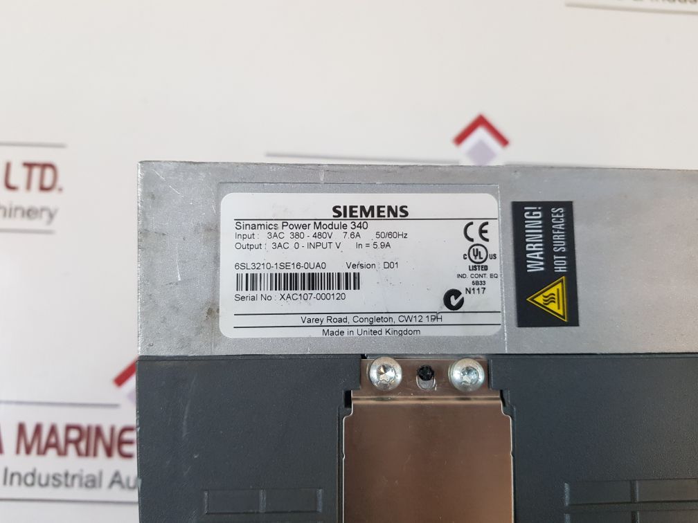 Siemens 6Sl3210-1Se16-0Ua0 Control Unit Adapter Cua32