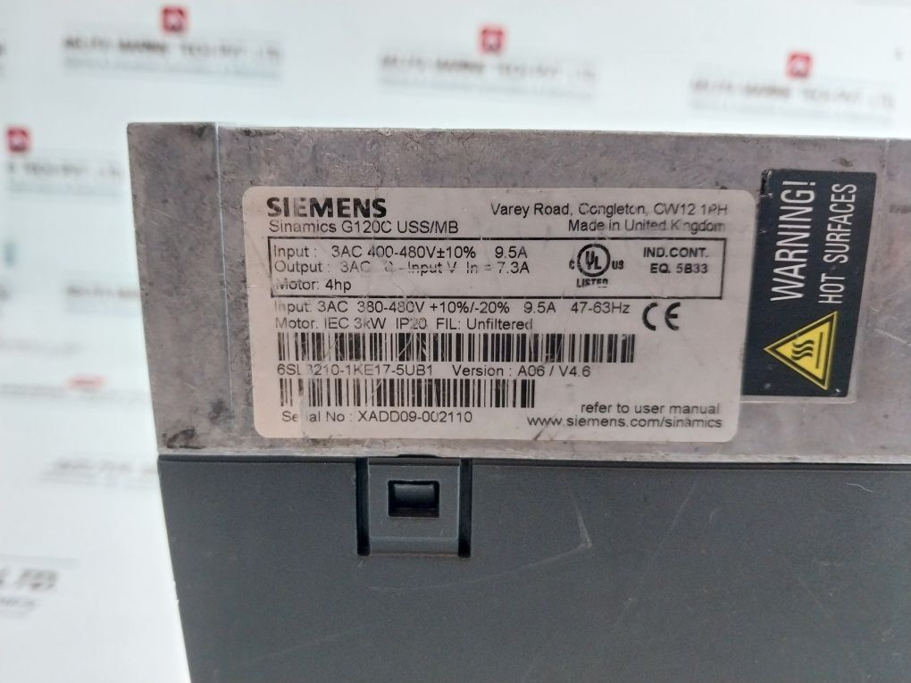 Siemens 6Sl3210-1Ke17-5Ub1 Sinamics G120C Uss/Mb Inverter Drive