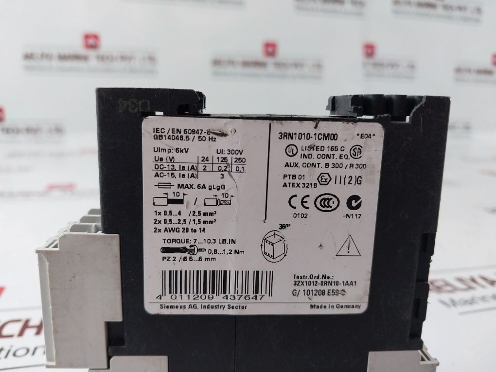 Siemens 3Rn1010-1Cm00 Motor Protection Relay