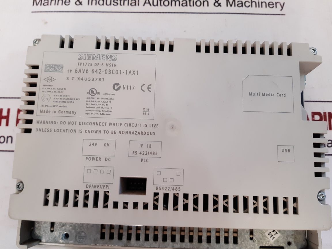 Siemens Simatic Panel Tp177B Dp-6 Mstn Touch Panel