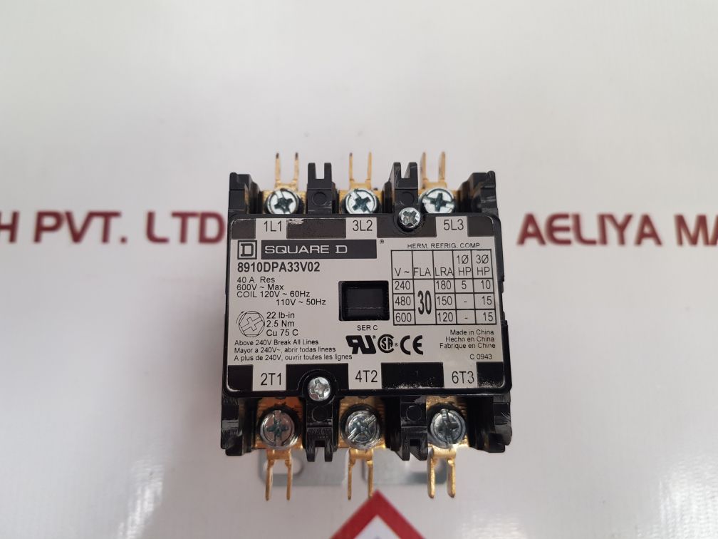 Square D 8910Dpa33V02 Definite Purpose Contactor