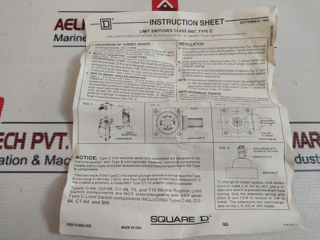 Square D C54B2 Limit Switch