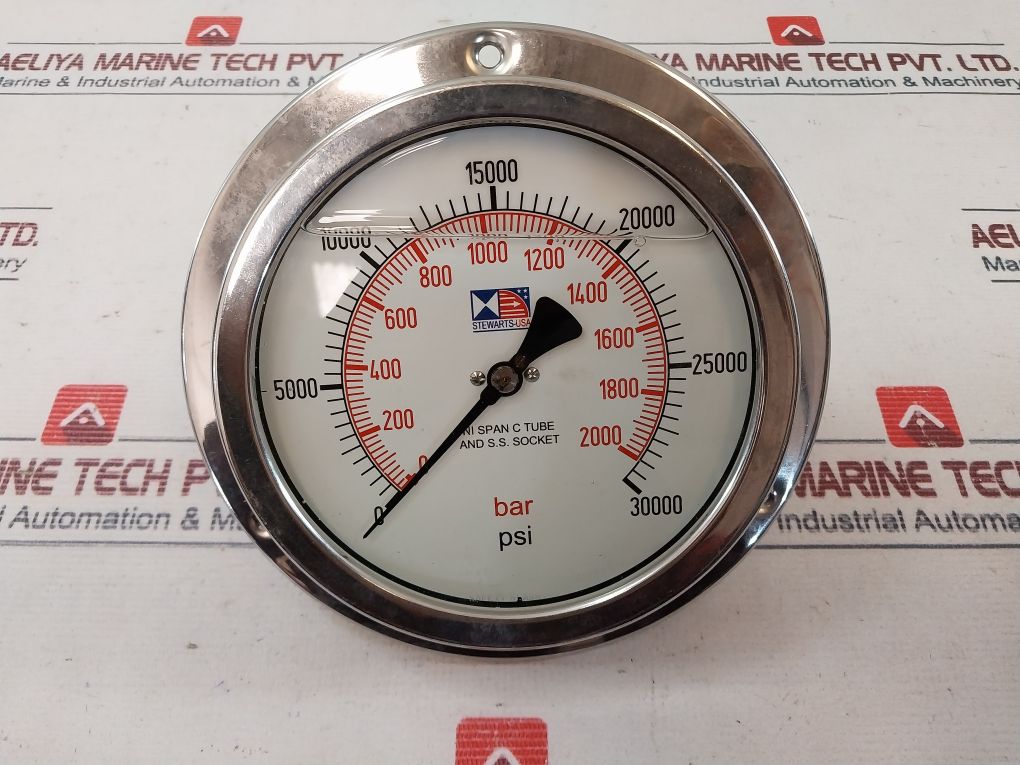 Stewarts 61S-30K-fp-b-1/4” Hpf Pressure Gauge 0-30000 Psi