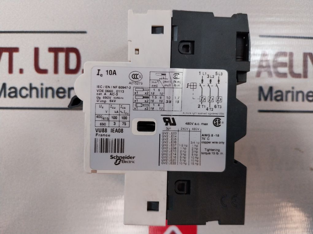 Telemecanique/Schneider Electric Gv2-le14 10A Circuit Breaker 690V 50/60Hz