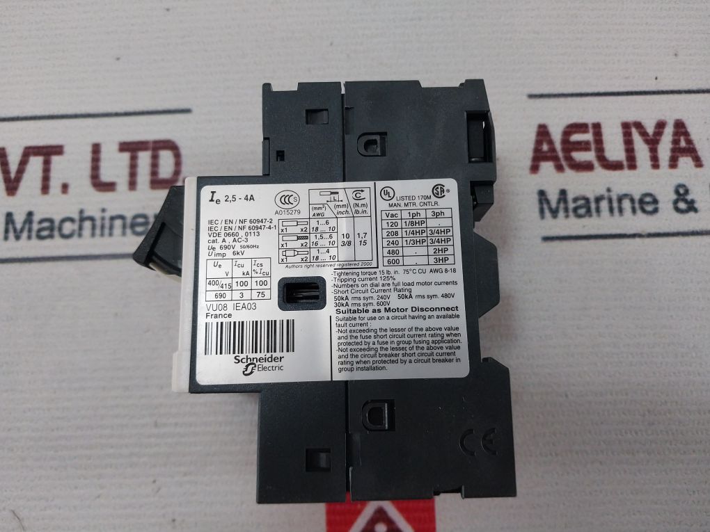 Telemecanique Gv2Me08/2.5-4A Motor Protection Circuit Breaker