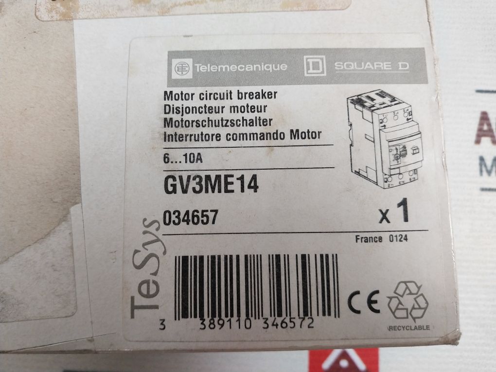 Telemecanique Gv3Me14/6-10A Motor Circuit Breaker