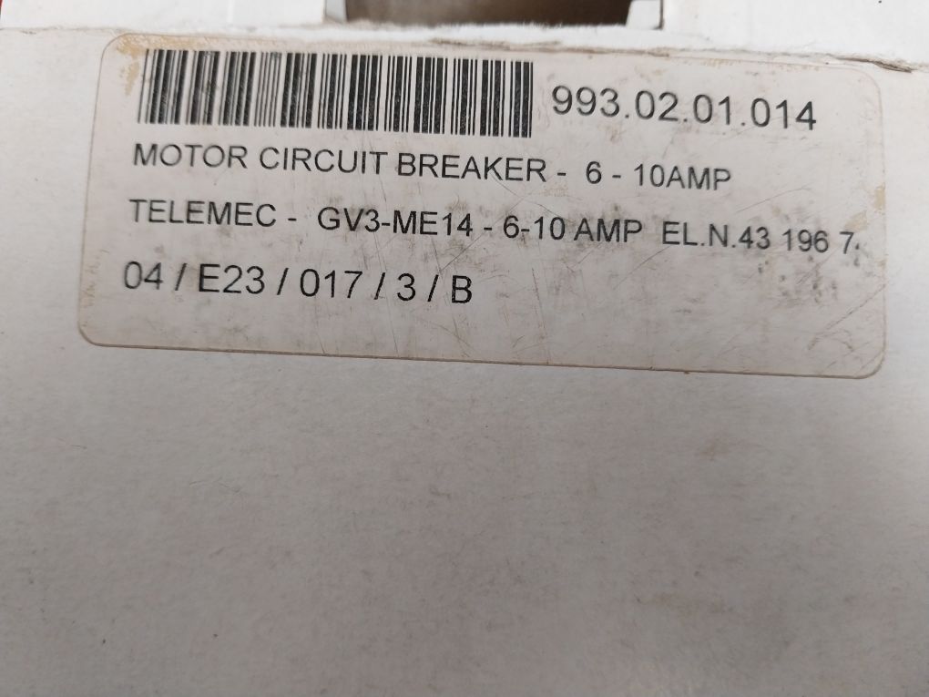 Telemecanique Gv3Me14/6-10A Motor Circuit Breaker