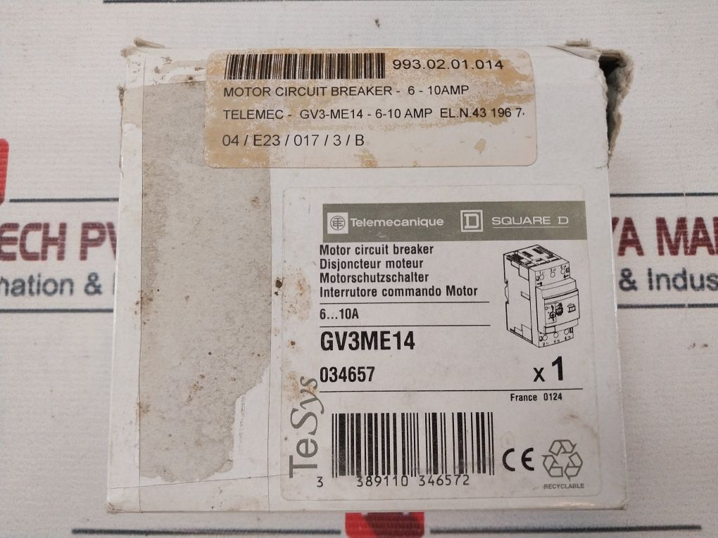 Telemecanique Gv3Me14/6-10A Motor Circuit Breaker 75°C