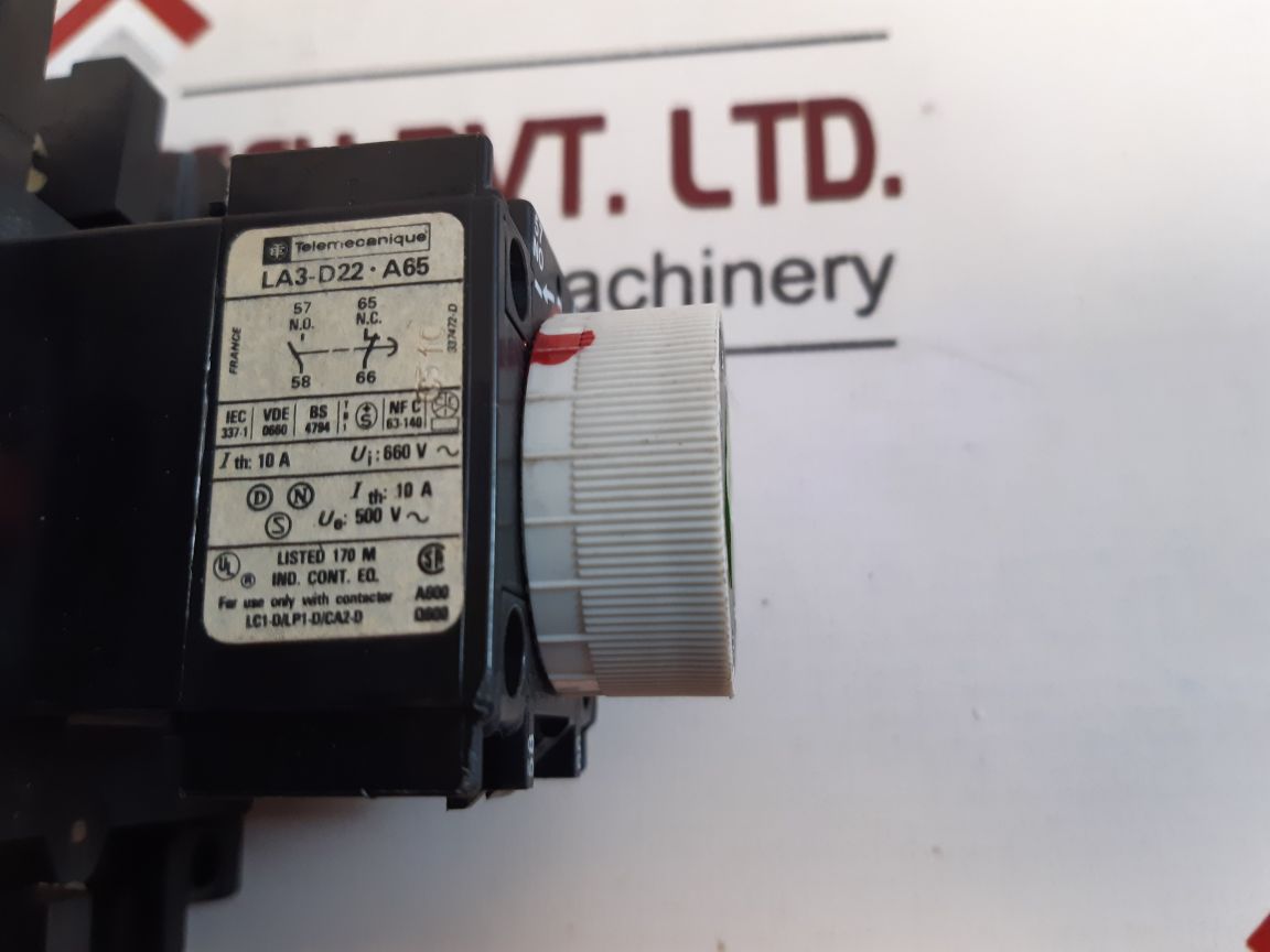 Telemecanique Lc1-d633 Contactor,La1-d11 A65 Contactblock With La3-d22•A65 Timer