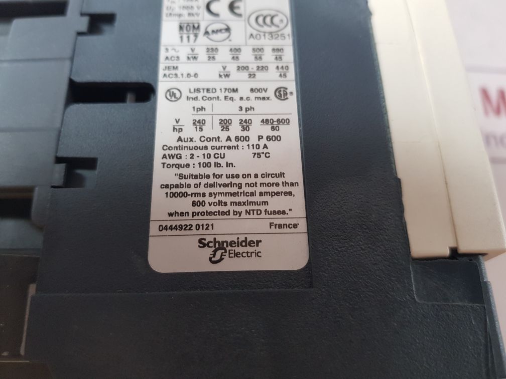 Telemecanique/schneider electric lc1 d9511 contactor