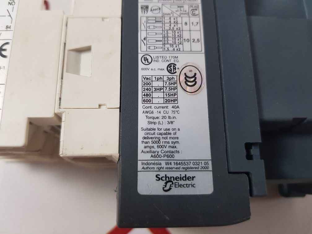 Telemecanique Lc1D25 Contactor With Ladn31 La1 Dn31 Contact Block