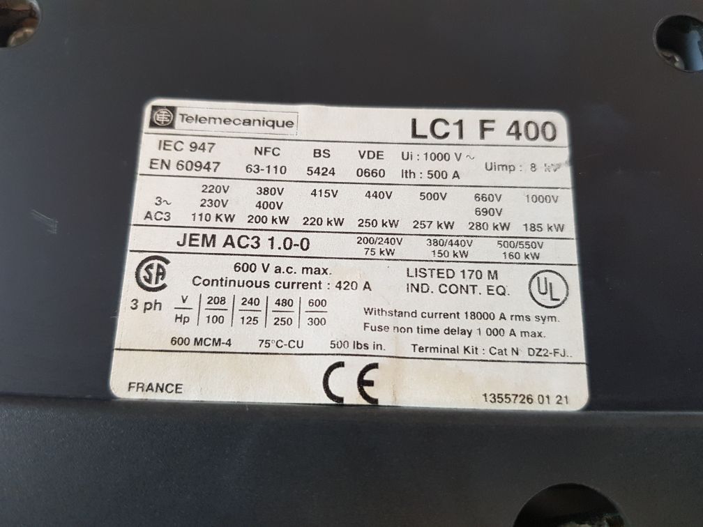 Telemecanique Lc1F400 Contactor