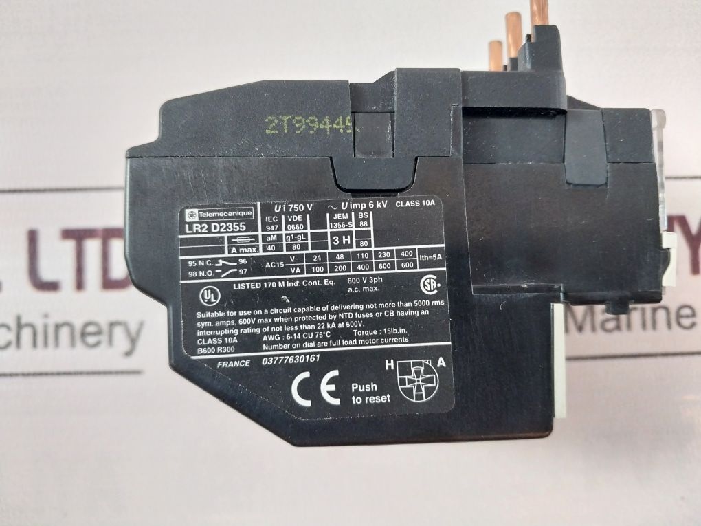 Telemecanique Lr2 D2355 Thermal Overload Relay 30-40 A 023265
