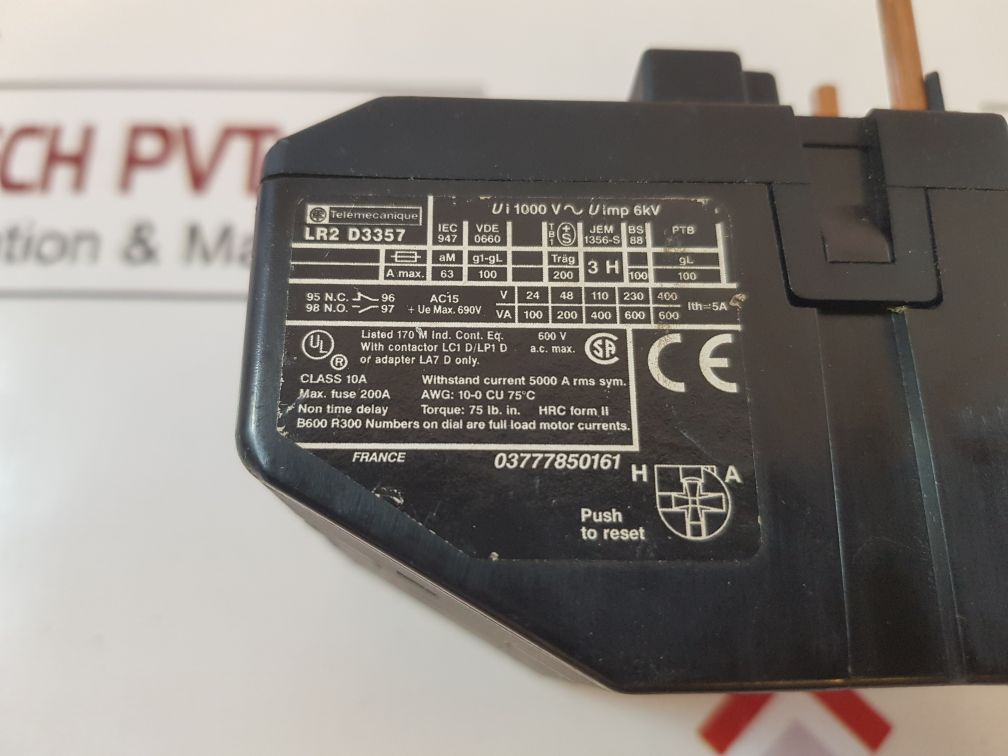Telemecanique Lr2 D3357 Thermal Overload Relay