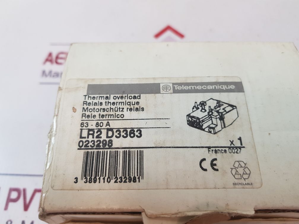 Telemecanique Lr2 D3363 Thermal Overload Relay