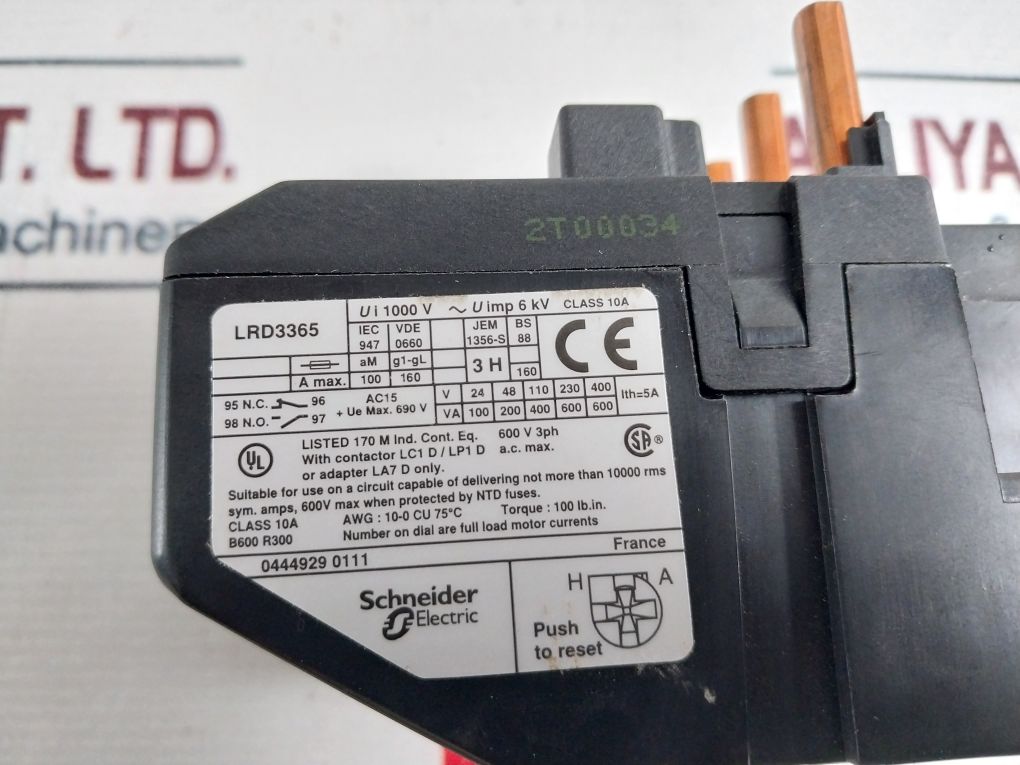 Telemecanique Lrd3365 Thermal Overload Relay 80-104A