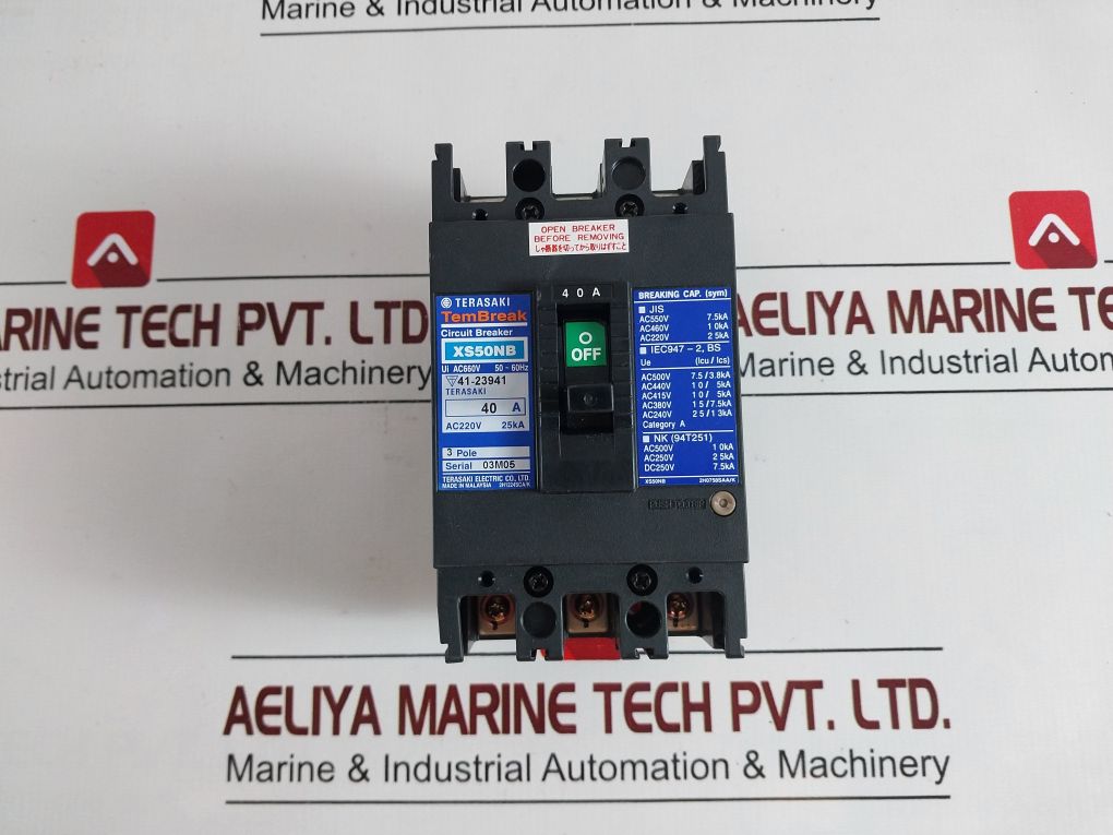 Terasaki Electric Xs50Nb 3 Pole Circuit Breaker 40A