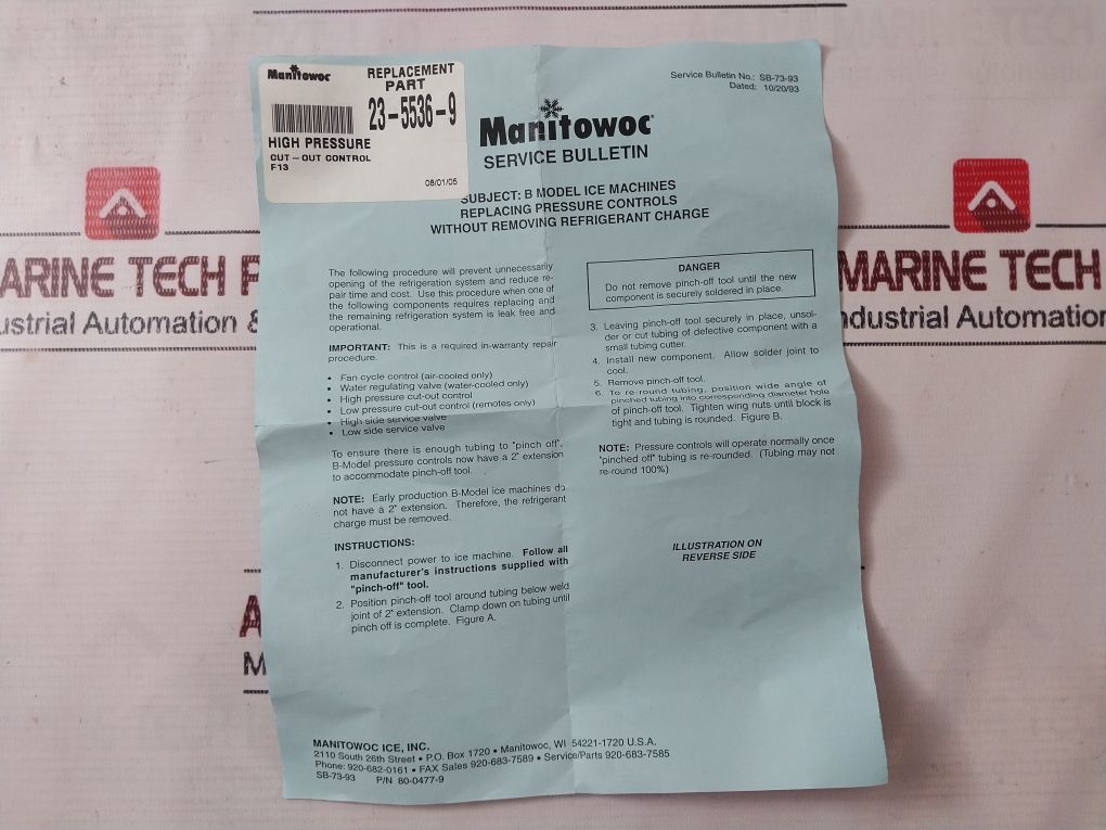 Texas Instruments 29Psp006-8 High Pressure Switch