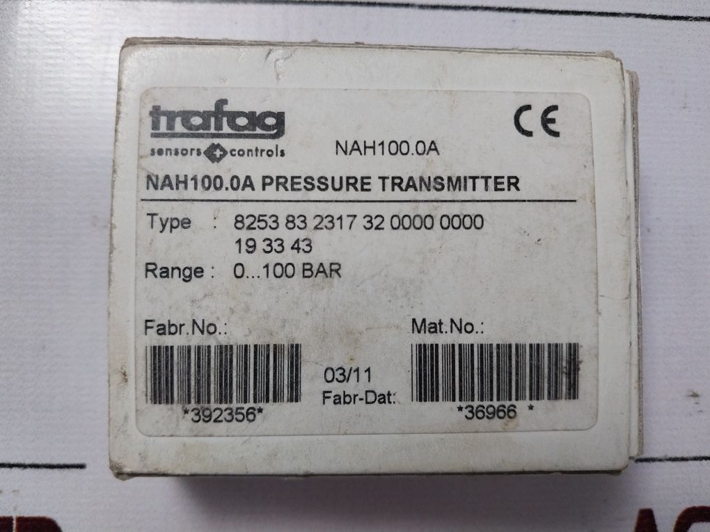 Trafag Nah100.0A Pressure Transmitter 8253.83.2317 0…100 Bar-g