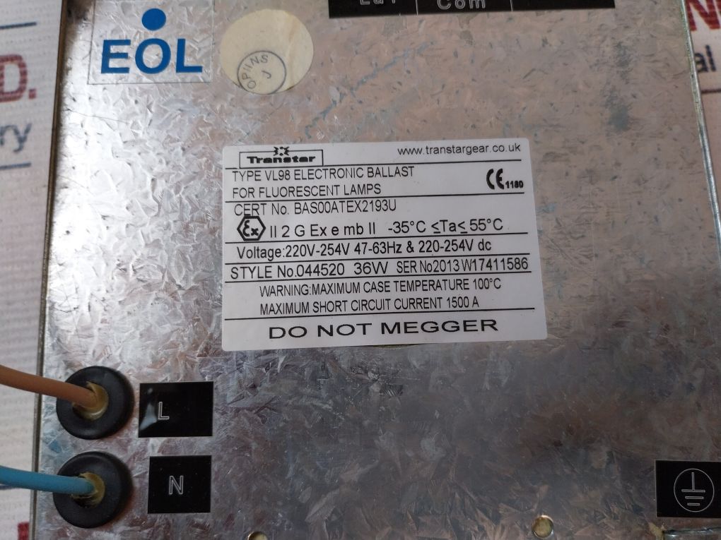 Transtar Vl98 Electronic Ballast For Fluorescent Lamps