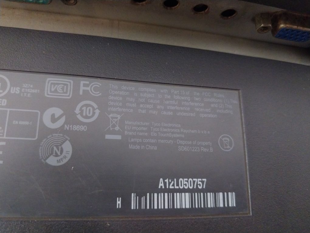 Tyco Electronics/Elo Touchsystems Et1915L-7Cwa-1-g Lcd Touch Monitor