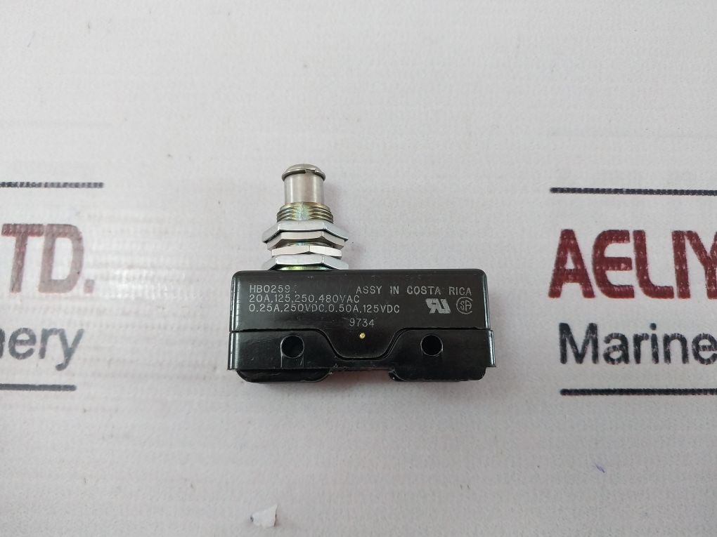 Unimax Hb02594 Snap Action Switch W/Plunger Actuator 20A 480Vac