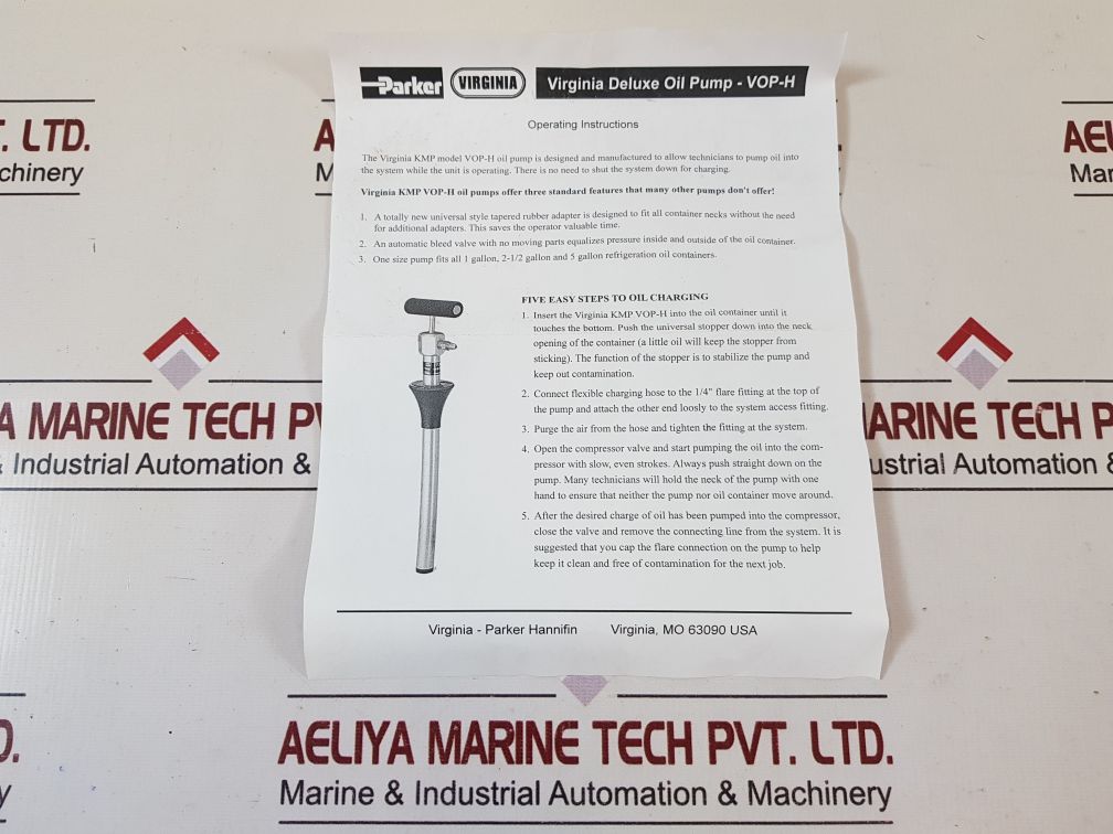 Virginia-parker Hannifin Vop-h Hand Oil Pump High Pressure