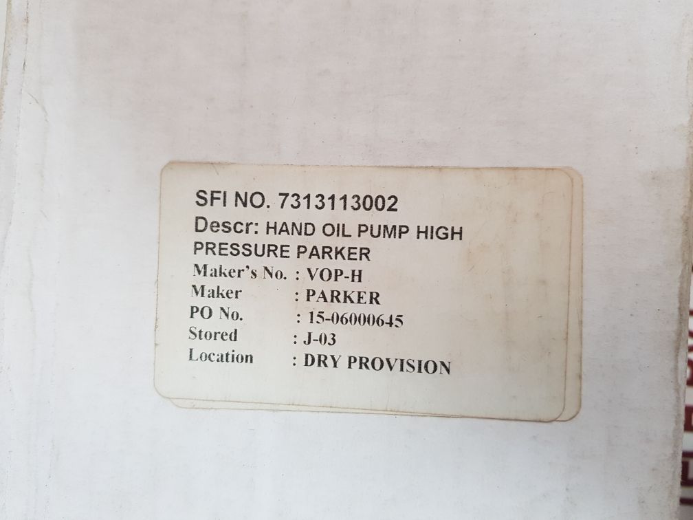 Virginia-parker Hannifin Vop-h Hand Oil Pump High Pressure