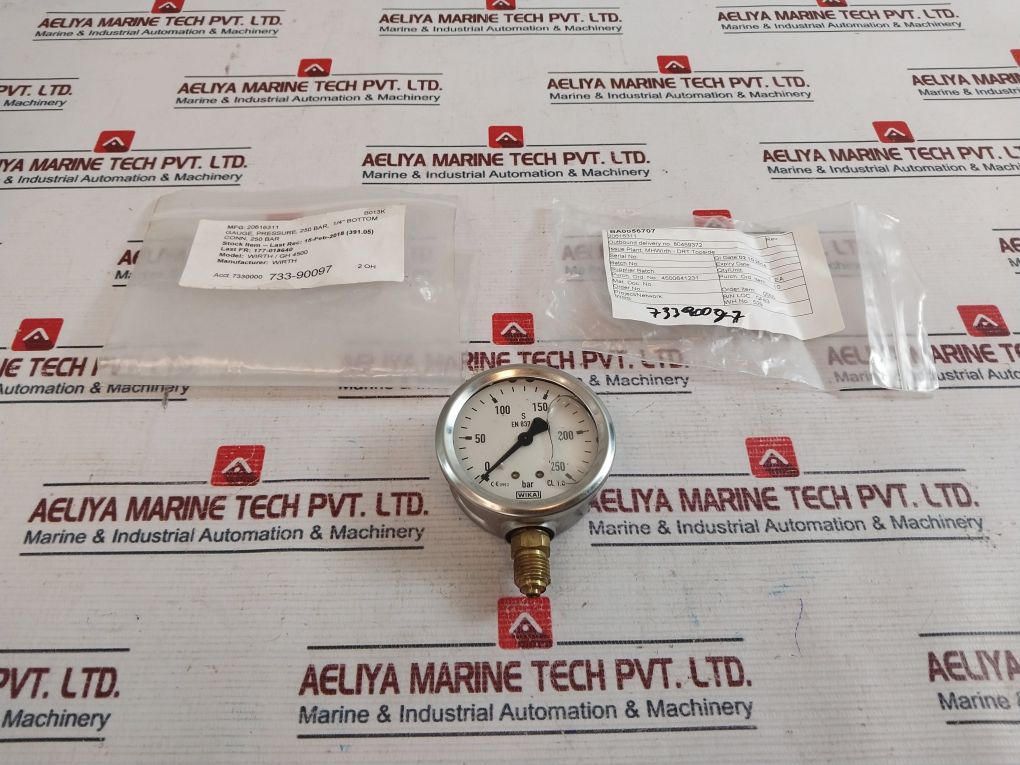 Wika En837-1 Pressure Gauge 0-250 Bar Wirth/Gh 4500