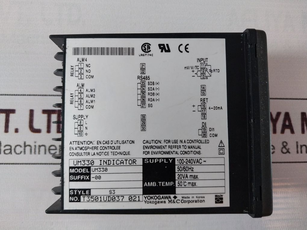 Yokogawa Um330 Digital Indicator Style: S3