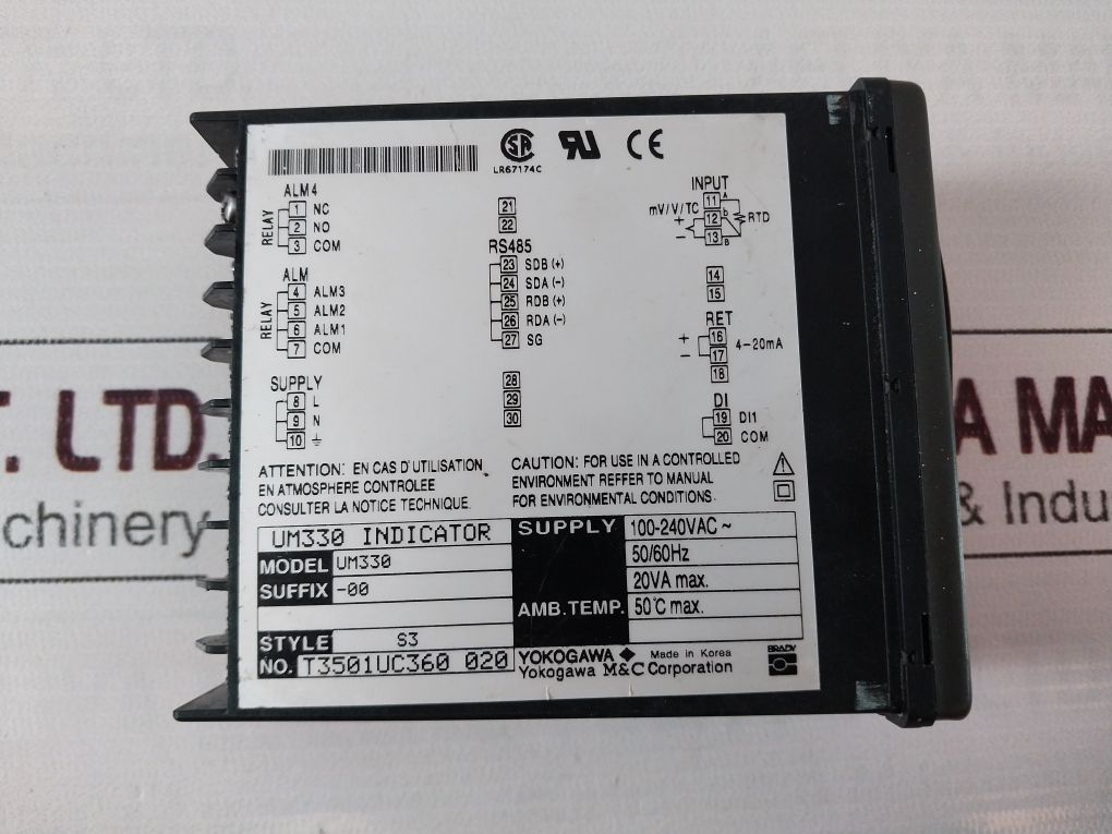 Yokogawa Um330 Indicator Style: S3 T3501Uc360 020