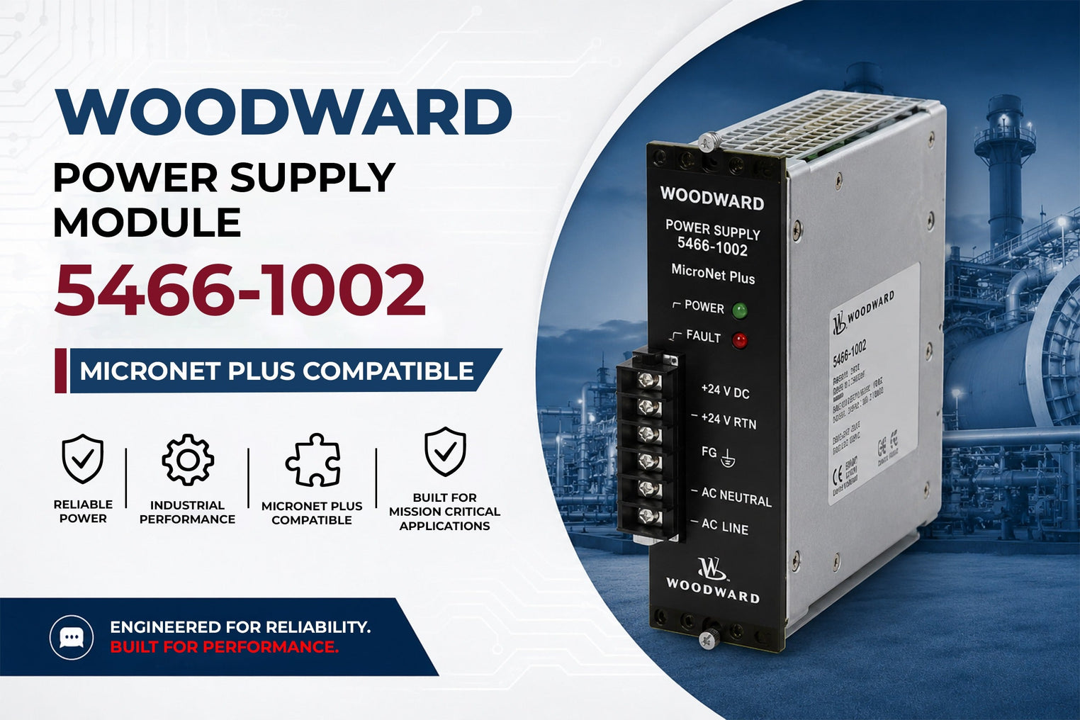 Woodward Power Supply Module 5466-1002 — MicroNet Plus Compatible