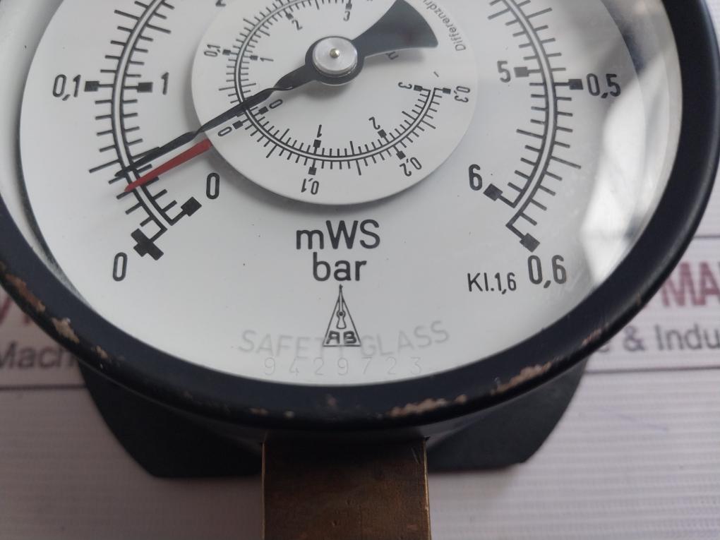 0-6 Mws Pressure Gauge 0-0.6 Bar