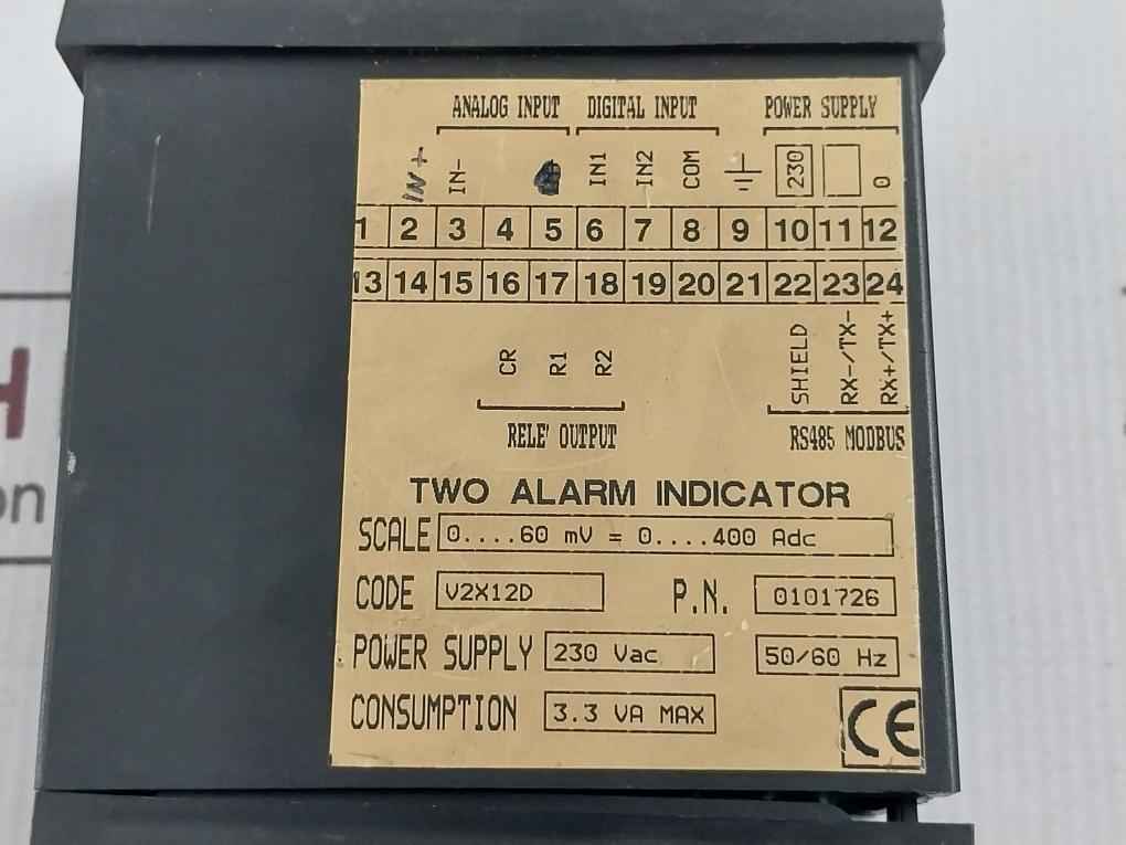 0101726 Alarm Indicator 230Vac 50/60Hz 3.3Va Max 0-400 Adc