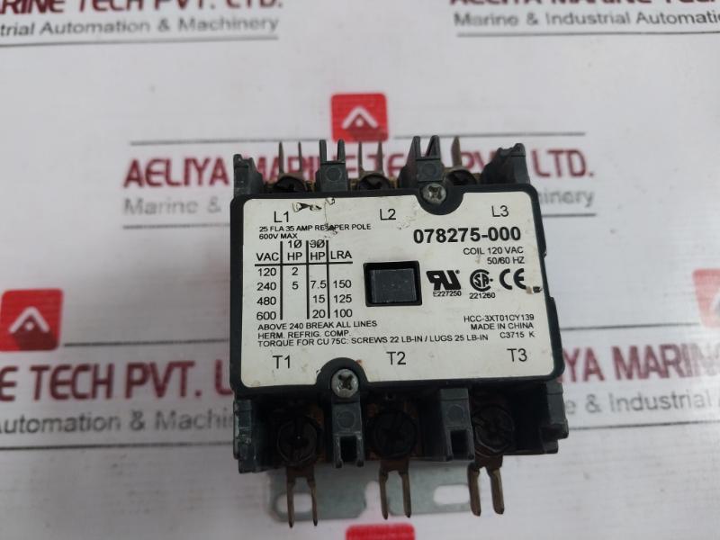 078275-000 120Vac Contactor Hcc-3Xt01Cy139 E227250 600V Max