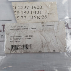 0Cukab1915-a Shuttle Valve 182-0421