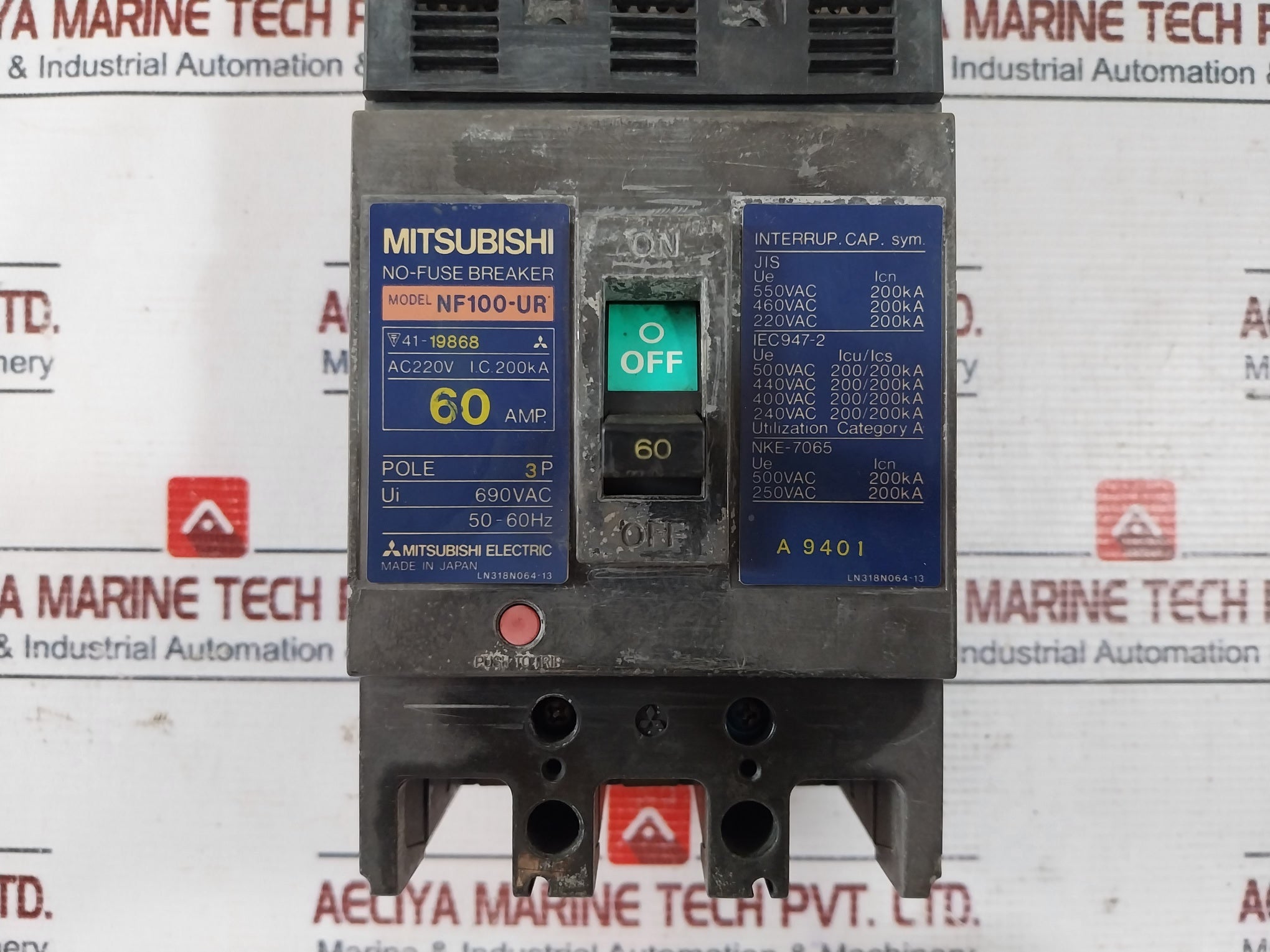 Mitsubishi Nf100-ur No-fuse Breaker 60Amp 690Vac