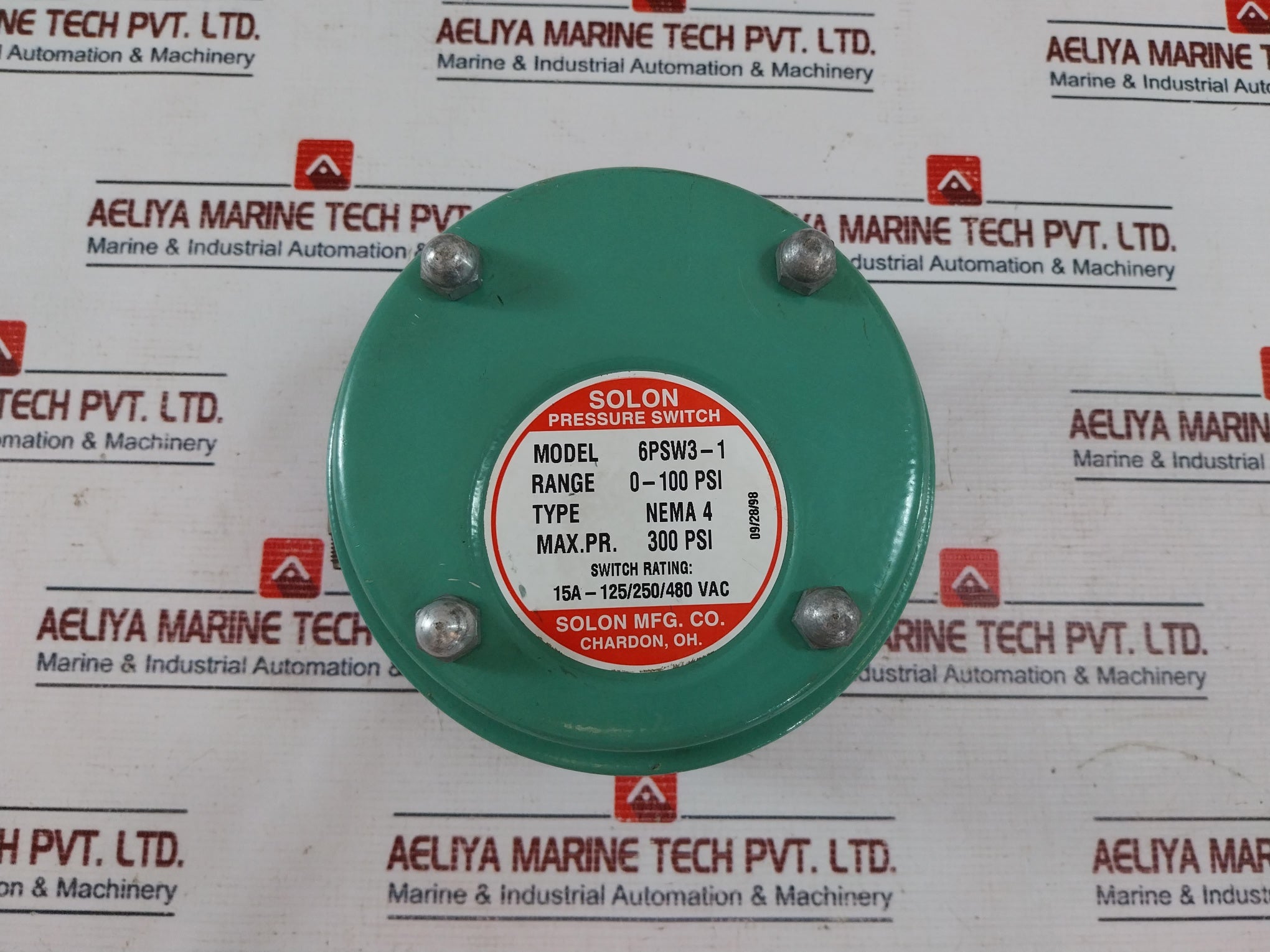 Solon 6Psw3-1 Pressure Switch 0-100 Psi 15A-125/250/480 Vac