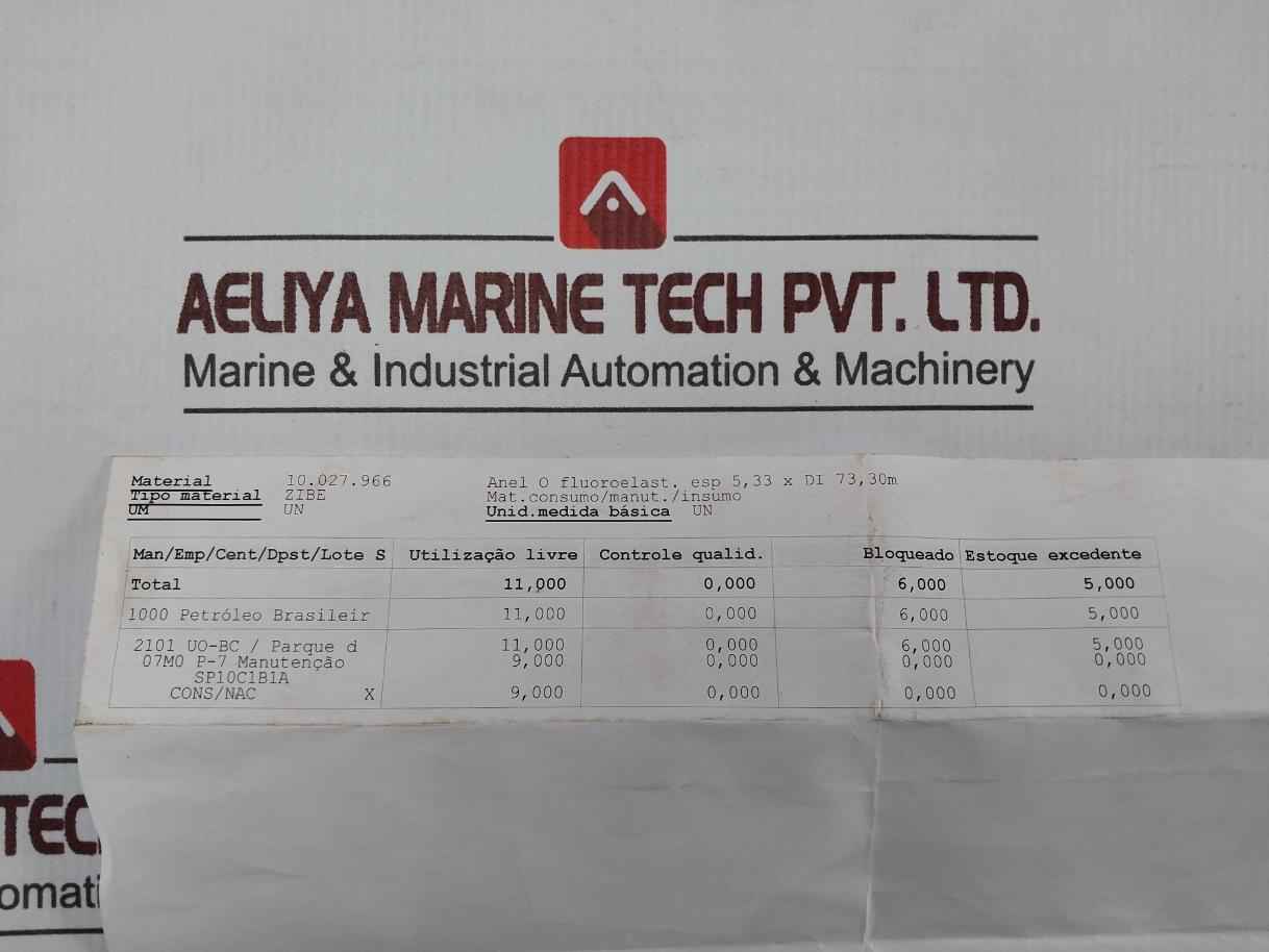 10.027.966 Zibe Fluoroelast O-ring Esp 5, 33 X Di 73, 30M