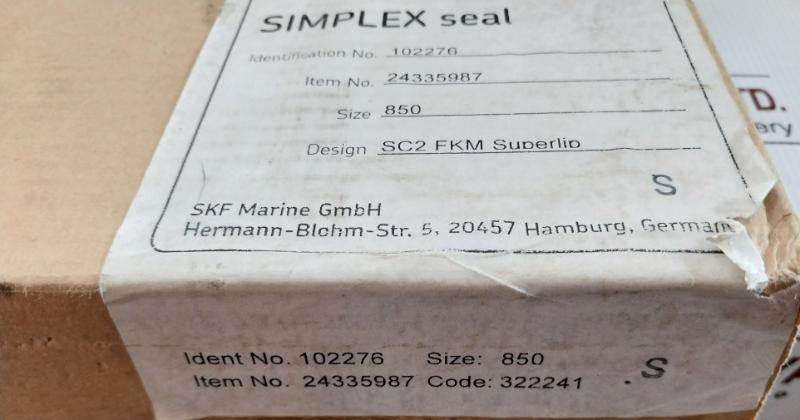 102276 Simplex Seal Ring Size 0850/850 Skf