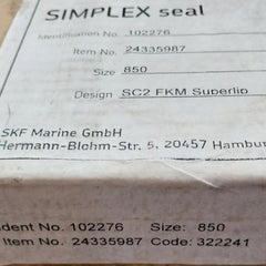102276 Simplex Seal Ring Size 0850/850 Skf