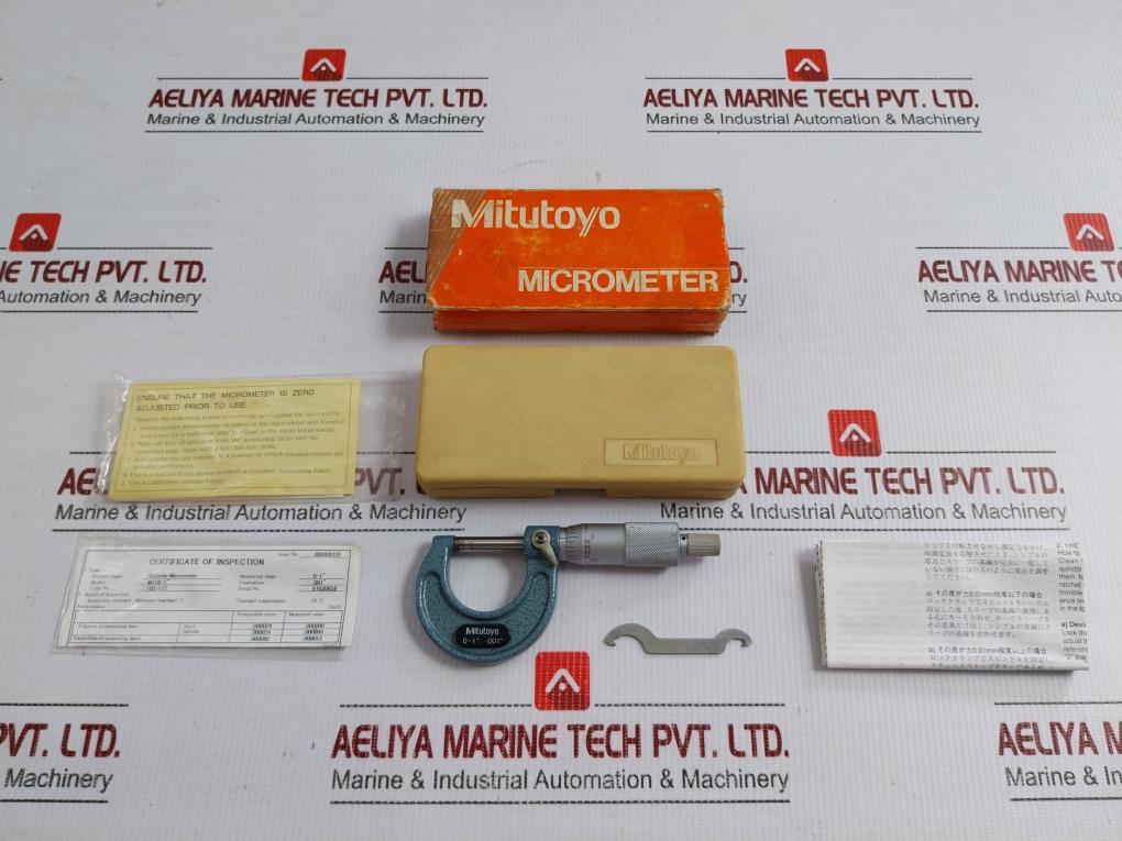 103-177 Analog Outside Micrometer Set Mitutoyo 20°C M110-1"