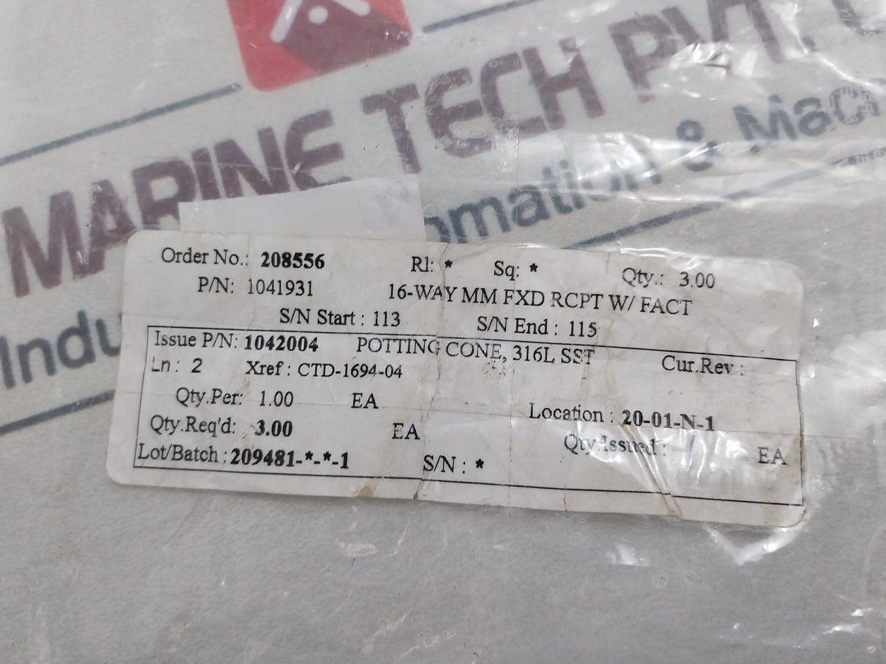 1041931 Potting Cone 16-way Mm Fxd Rcpt W/Fact 1042004