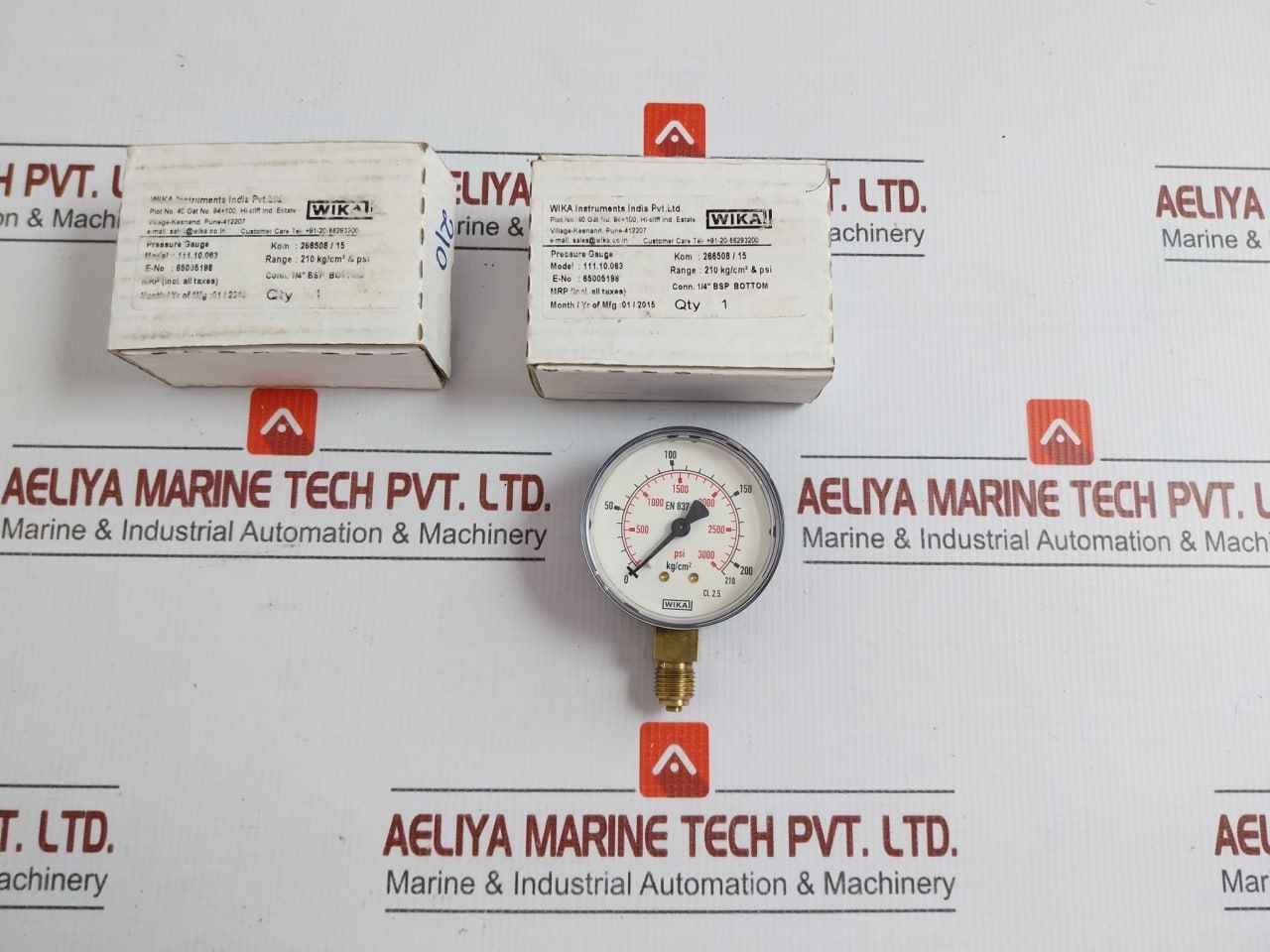 111.10.063 Pressure Gauge Wika 0 To 210 Kg/Cm2 & Psi