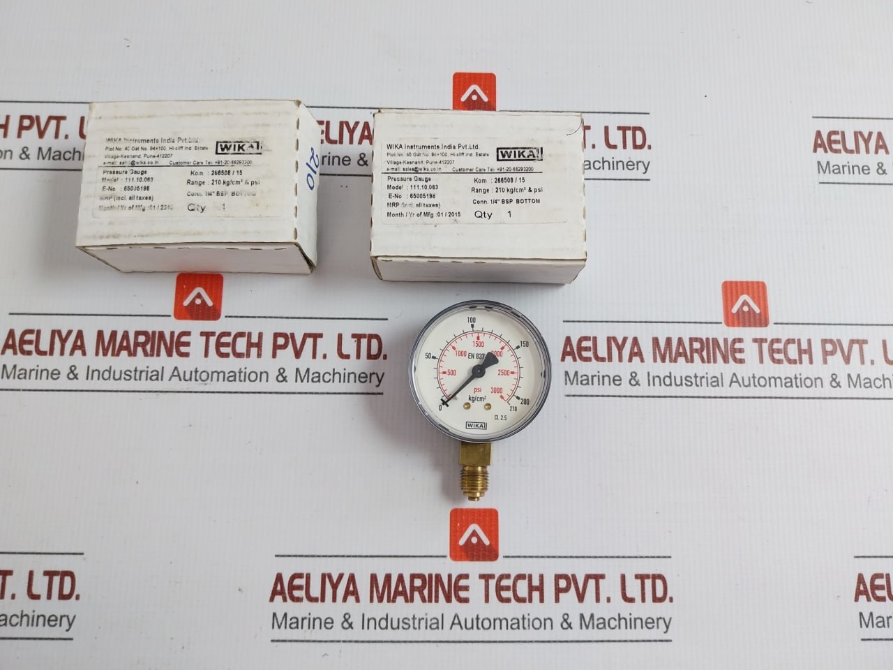 111.10.063 Pressure Gauge Wika 0 To 210 Kg/Cm2 & Psi