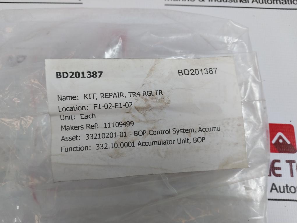 11109499 Repair Kit For Regulator Press Valve BD201387